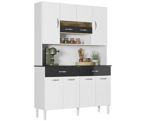 ACTUAL DIFFUSION Buffet 8 Portes 2 Tiroirs 9 Niches Blanc et Noir Vogue L 122.5 H 176 P 36.3 cm
