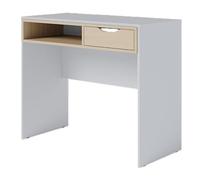 Bureau 1 Tiroir 1 Niche Blanc et Chêne Clair L 90 H 77.5 P 44 cm - L 90 x l 44 x H 77.5 cm Blanc