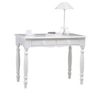 ACTUAL DIFFUSION Bureau Blanc 2 Tiroirs Style Anglais Pieds Tournées L 100 H 74.3 P 56.4 cm