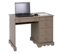 ACTUAL DIFFUSION Bureau Taupe 1 Caisson 5 Tiroirs de Style Charme Anglais L 100 H 74.7 P 58.3 cm
