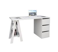 ACTUAL DIFFUSION Bureau Tréteau et Caisson 3 Tiroirs Blanc 2 Niches L 135 H 75 P 60 cm