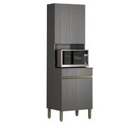 ACTUAL DIFFUSION Colonne de Cuisine Micro-Onde Grise 2 Portes 5 Niches L 60 H 193 P 53.5 cm