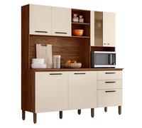 ACTUAL DIFFUSION Grand Buffet 7 Portes 2 Tiroirs 12 Niches Noyer et Blanc Ecru L 182 H 191 P 53.3 cm