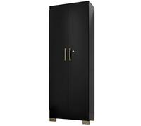 ACTUAL DIFFUSION Luna Armoire Multifonctions 2 Portes 5 Niches Noire L 63 H 180 P 35 cm