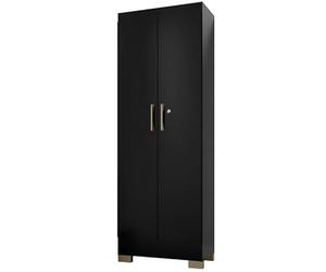 ACTUAL DIFFUSION Luna Armoire Multifonctions 2 Portes 5 Niches Noire L 63 H 180 P 35 cm