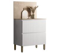 ACTUAL DIFFUSION Meuble de Cuisine Bas 1 Porte 1 Tiroir Blanc et Crédence Marbre L 80 H 91.5 P 53.3 cm