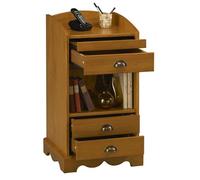 ACTUAL DIFFUSION Meuble d'Entrée Téléphone Pin Miel 3 Tiroirs 1 Niche L 47 H 82 P 42.5 cm