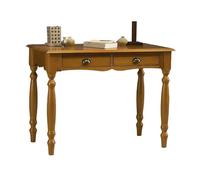 ACTUAL DIFFUSION Table A Ecrire Pin Massif Miel 2 Tiroirs Pieds Tournés L 100 H 74.3 P 56.4 cm