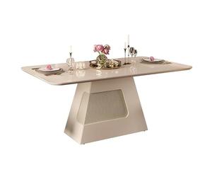 ACTUAL DIFFUSION Table à Manger 6 Personnes Rectangle Blanc Ecru 180 x 80 x 90 cm