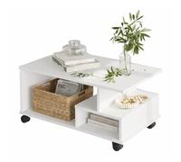 ACTUAL DIFFUSION Table Basse Mobile 3 Niches Blanche L 90 H 42.5 P 51 cm