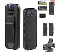 Actualous Body Camera, HD 1080p Rechargeable Mini Body Camera with Night Vison&Rotating Lens, Bodys Cameras with Audio and Video Recording, for Travel&Outdoor Activities (Direct recording+32G)