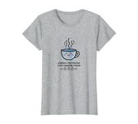 Actuellement Faire Semblant d'être Une Personne du Matin Humour café T-Shirt, Femme, Gris Chiné, S