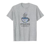 Actuellement Faire Semblant d'être Une Personne du Matin Humour café T-Shirt, Homme, Gris Chiné, 6XL