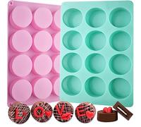 Actvty Lot de 2 moules à biscuits ronds en silicone avec 12 cavités pour bonbons, mini gâteaux, gelée