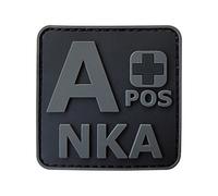 ACU All Black APOS NKA Blood Type No Known Allergies Morale PVC Rubber Fastener Patch
