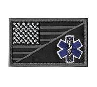 ACU EMS EMT Star of Life USA Flag Subdued Paramedic Medical Morale Tactical Army Gear Fastener Patch