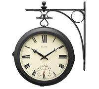 Acu-Rite AcuRite Horloge Double Face avec thermomètre pour terrasse en métal Noir