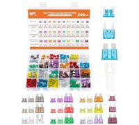 Acual 200 Pcs Fusible Voiture Set, 64 Micro 68 Standard et 68 Mini Fusibles Auto, avec Extracteurs, 2A 3A 5A 7.5A 10A 15A 20A 25A 30A 35A 40A pour Auto Moto Truck RV Camion