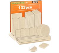 Acual Patins pour Chaises, Tampon Chaise, Patin Meuble Antiderapant, 3 mm Patin Feutrine Autocollante, Anti-Rayures et Réduit Le Bruit, pour Sols en Bois Dur et Carrelage (133, Beige)