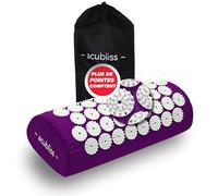 Acubliss Acupression Oreiller avec 2,142 Pointes Acupuncture Cou Oreiller pour Cou, Dos et Stress Soulagement, On-the-Go Massage Oreiller avec Transport Sac, Taille 37 x 15 x 10 cm, Violet