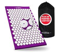 Acubliss Acupression Tapis avec 8,358 Massage Pointes pour Augmenter Énergie, Stress, Dos et Cou Soulagement Douleur, Transport Sac, 68 x 42 x 2 cm, Violet