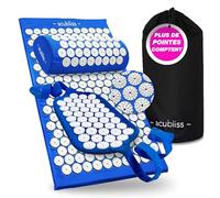 Acubliss Acupression Tapis et Oreiller Ensemble et Sangle, Massage Tapis pour Cou et Dos Soulagement Douleur, Acupuncture Tapis et Oreiller pour Augmenté Énergie, 3 Pièces, Transport Sac, Profond Bleu