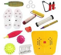 AcuHealth Kit combiné d'outils de massage d'acupression avec rouleau multi-usages, tapis de pied bio-magnétique, exercice de poche, coussinet pour le pouce pour soulager le stress et