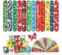 Acuiwer 48pcs Noël Slap Bracelet Slap Bracelet à Claquer Slap Bandes pour Enfants Anniversaire Parti Favors Christmas