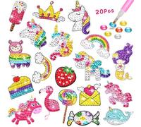 Acuiwer Lot de 20 Peintures Diamant Licorne pour Enfants Kit d'autocollants Diamant pour enfants - Cadeau d'anniversaire pour Garçons et filles