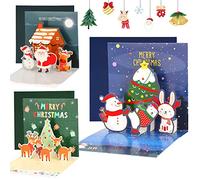 Acuiwer Lot de 3 Pop Up Cartes de Noël 3D Cartes de Voeux de Noël avec Enveloppes pour la Famille/es Amis/les Proches