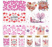 Acuiwer Lot de 6 feuilles d'autocollants UV DTF PVC imperméable - Motif floral sauvage vintage (Valentines-B)