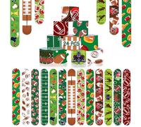 Acuiwer Slap Bracelet 24/30/50 pcs Slap Bracelet à Claquer Animaux/Dinosaures/Licorne/Sirène/Christmas Slap Bandes Parti Favors Filles Garçons (#-24 pcs-Rugby)