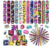 Acuiwer Slap Bracelet 24/30/50 pcs Slap Bracelet à Claquer Animaux/Dinosaures/Licorne/Sirène/Constellation/Hawaii/Halloween Slap Bandes pour Enfants Parti Favors Filles Garçons (#-24 pcs-Retro)