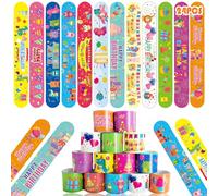 Acuiwer Slap Bracelet 24pcs Slap Bracelet à Claquer Thème de l'anniversaire Slap Bandes pour Enfants Anniversaire Remplisseurs Cadeau Parti Favors Filles Garçons