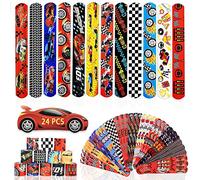 Acuiwer Slap Bracelet 24pcs Slap Bracelet à Claquer Voitures de course Slap Bandes pour Enfants Anniversaire Remplisseurs Cadeau Parti Favors Filles Garçons