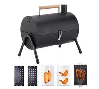 Acunny Barbecue au charbon de bois en forme de tonneau | Barbecue fumoir pour jardin - Barbecue compact avec couvercle pour la maison, le pique-nique, le jardin, le balcon et le camping