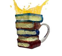 Acunny Bol à Céréales du Petit Déjeuner | Verres Design Rétro 3D Manuels Colorés à Décor Livre,Accessoire De Cuisine Multifonctionnel, Gobelets À Boisson Avec Une Prise Confortable Pour Vin, Whisky,