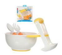 Acunny Bol presse-purée - avec fourchette, cuillère, hachoir à main, couverts | Bol broyeur presse-purée | pour légumes, poissons, pommes de terre, gingembre et ail