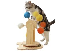 Acunny Boule à gratter pour Chat, Jouet pour Chat avec Balle, interactif, Rotatif après Avoir gratté Le Bois, Jouet pour Animaux de Compagnie, avec 5 Boules