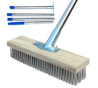 Acunny Brosse de Pont avec Manche Longue, Balai extérieur - Brosse métallique en Acier Inoxydable | Outil de Nettoyage de Garage, Outil de Lavage en Plein air pour Douche, Mur, Garage, Cour, Patio