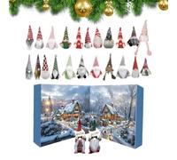 Acunny Calendrier de l'Avent des gnomes de Noël 24 jours pour compter jusqu'à Noël avec gnomes en peluche, poupées naines à collectionner pour adultes, centre de table, entrée, étagère d'ambiance