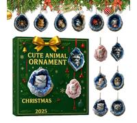 Acunny Calendrier pour le compte à rebours jusqu'à Noël | Décoration de vacances 2D | Compte à rebours de Noël en acrylique bidimensionnel Décoration d'arbre d'animaux mignons pour adultes