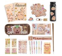 Acunny Capybara Ensemble de papeterie, sac à crayons, carnet de notes, cartoon, fournitures scolaires, pour filles, adolescentes, salle de classe, maison, bureau, collège, Noël, anniversaire, fête, b