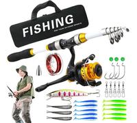 Acunny Combo de Cannes et de moulinets - Ensemble de matériel télescopique avec de Transport - Combo de Canne à pêche - pour Le Surf, la rivière, Le lac, l'étang, Le Bateau, l'eau salée Douce