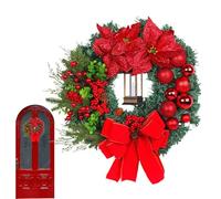 Acunny Couronne de Noël lumineuse pour l'extérieur - Décorative avec un nœud - Décoration de Noël à suspendre - Pour porte d'entrée, mur, cheminée, fenêtre, armoire de cuisine, cheminée, maison