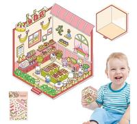 Acunny Créez vos propres décalcomanies pour la maison, faites vos propres autocollants de scène | Autocollant de maison de dessin animé effet 3D, outil de décoration d'albums, décalcomanies