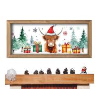 Acunny Décoration murale rustique - Plaque en bois d'animal - Art mural écossais de bœuf des Highlands pour salle de bain, pour salon, vitrines, cuisine, bibliothèques, café