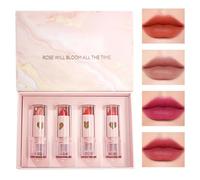 Acunny Gloss à lèvres velours, ensemble de rouge à lèvres mat velours - Ensemble de maquillage brillant à lèvres en velours 4 couleurs - Kit de teinture à lèvres imperméable à haute pigmentation pour