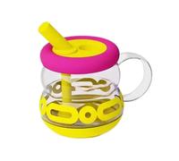 Acunny Gobelet en verre avec couvercle, gobelet en verre avec couvercle et pailles - Verre à café glacé en forme de citrouille de 920 ml - Verres résistants à la chaleur avec poignée - gobelets