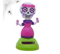 Acunny Jouet danseur solaire en forme de tête de mort pour voiture, accessoire de décoration d'Halloween pour chambre à coucher, jardin, cour et salon